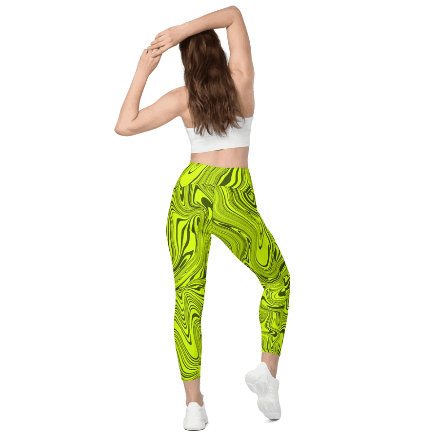 Leggings with Pockets - Abstract Yellow Swirls product image (6)