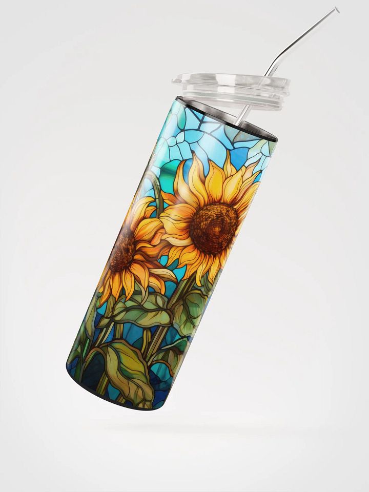 Sunflower Bliss: Stainless Steel Tumbler with Reusable Straw – Sip in Style product image (2)