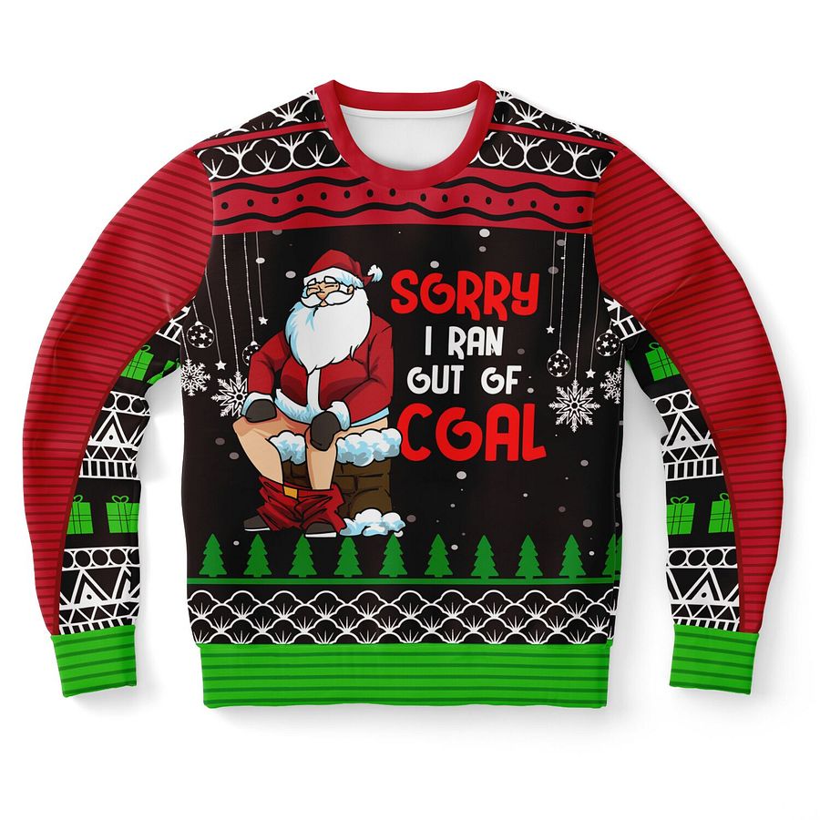 “Sorry I Ran Out of Coal” Funny Santa Christmas Sweatshirt | Naughty Santa Holiday Jumper | Chimney Humor Party Outfit | Unisex Xmas Gift product image (9)