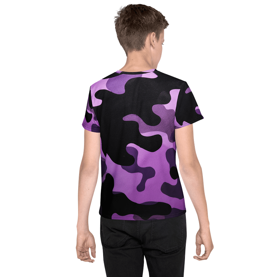 Youth Crew Neck T-Shirt black and purple camo product image (2)