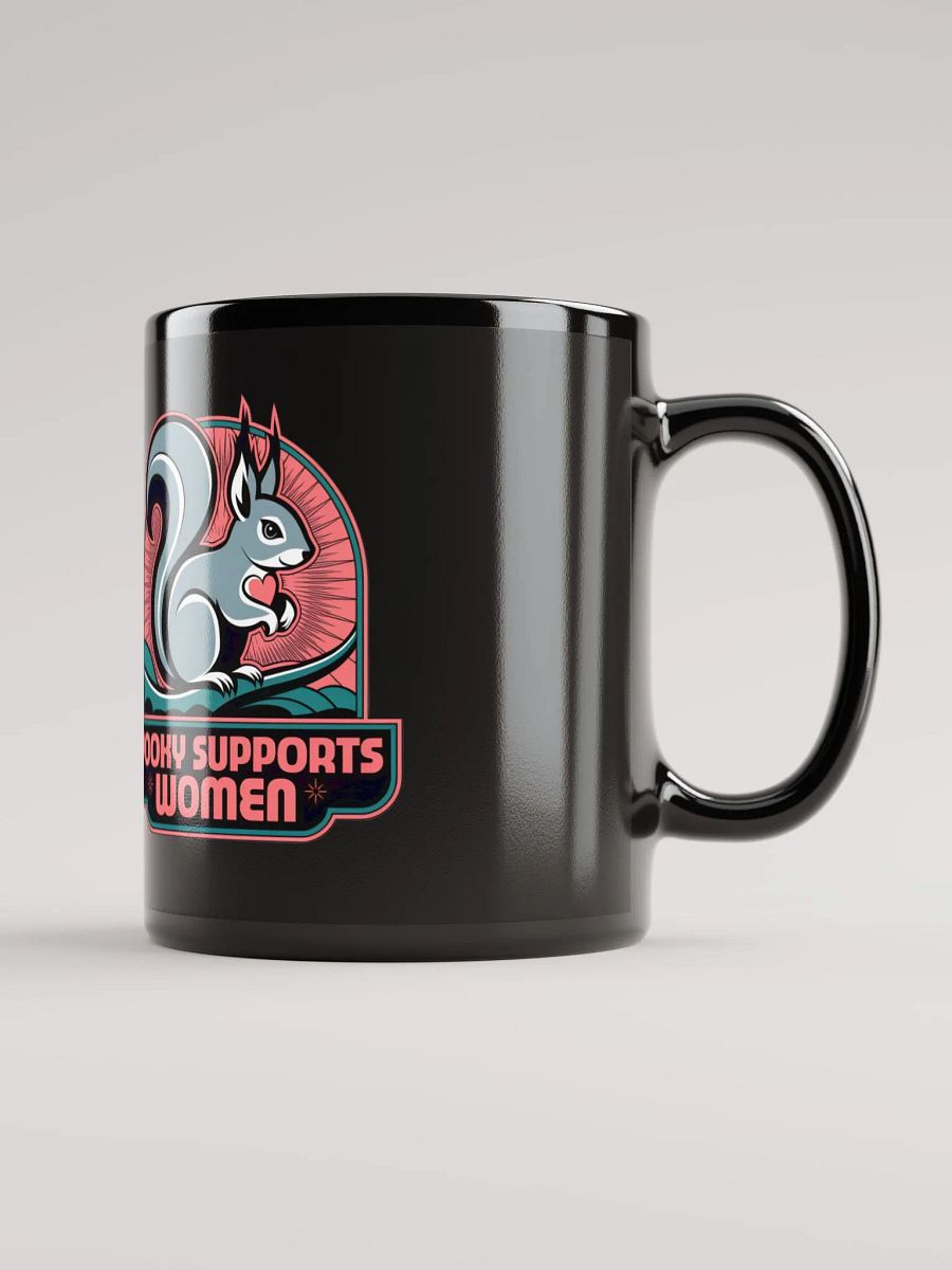Bkack Mug: Pooky Supports Women, Pink Stylized product image (1)