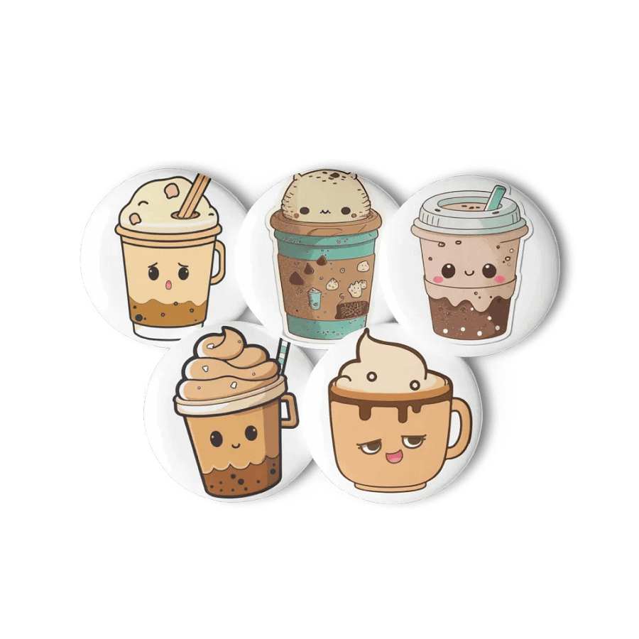 Sleepy Cute Coffee Cup Pin Button Set product image (11)