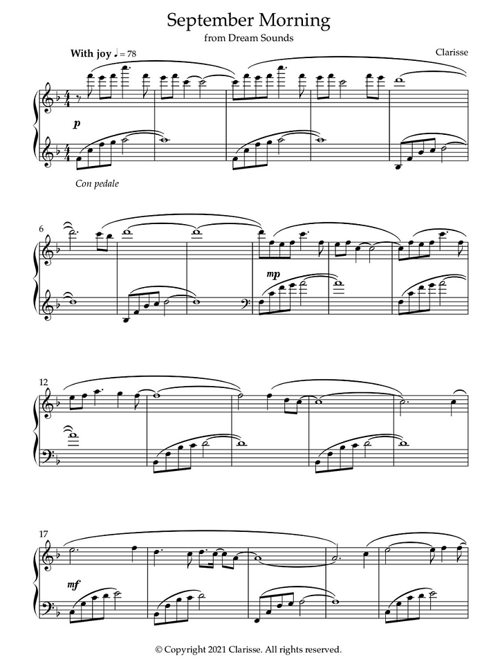 September Morning - Sheet Music product image (1)