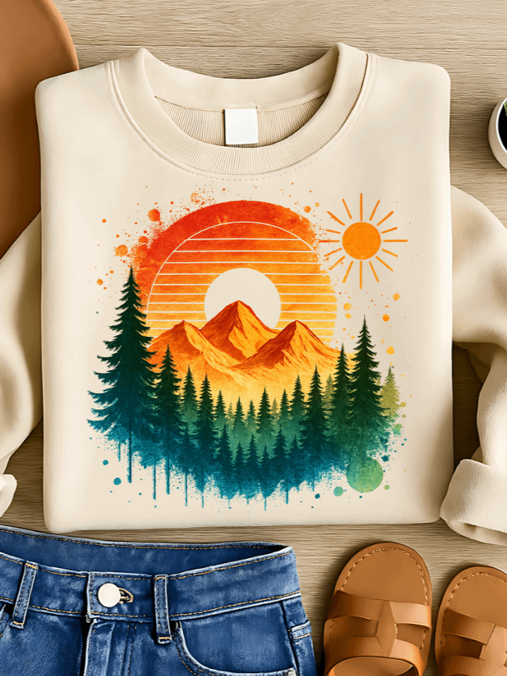 Mountain Landscape Spring Sublimation PNG – Scenic Nature Clipart for T-Shirts – Fresh & Tranquil Seasonal Design – 300 DPI Instant Digital Download product image (1)