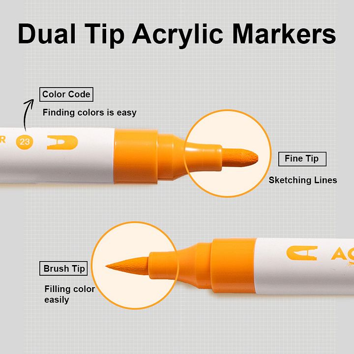 Deli Dual Tip Acrylic Paint Marker Pens product image (2)