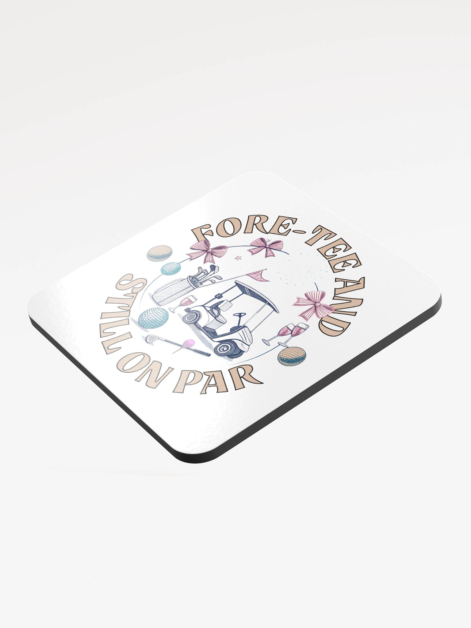 Fore Tee And Still On Par Golf Celebration Glossed Cork Coaster product image (4)