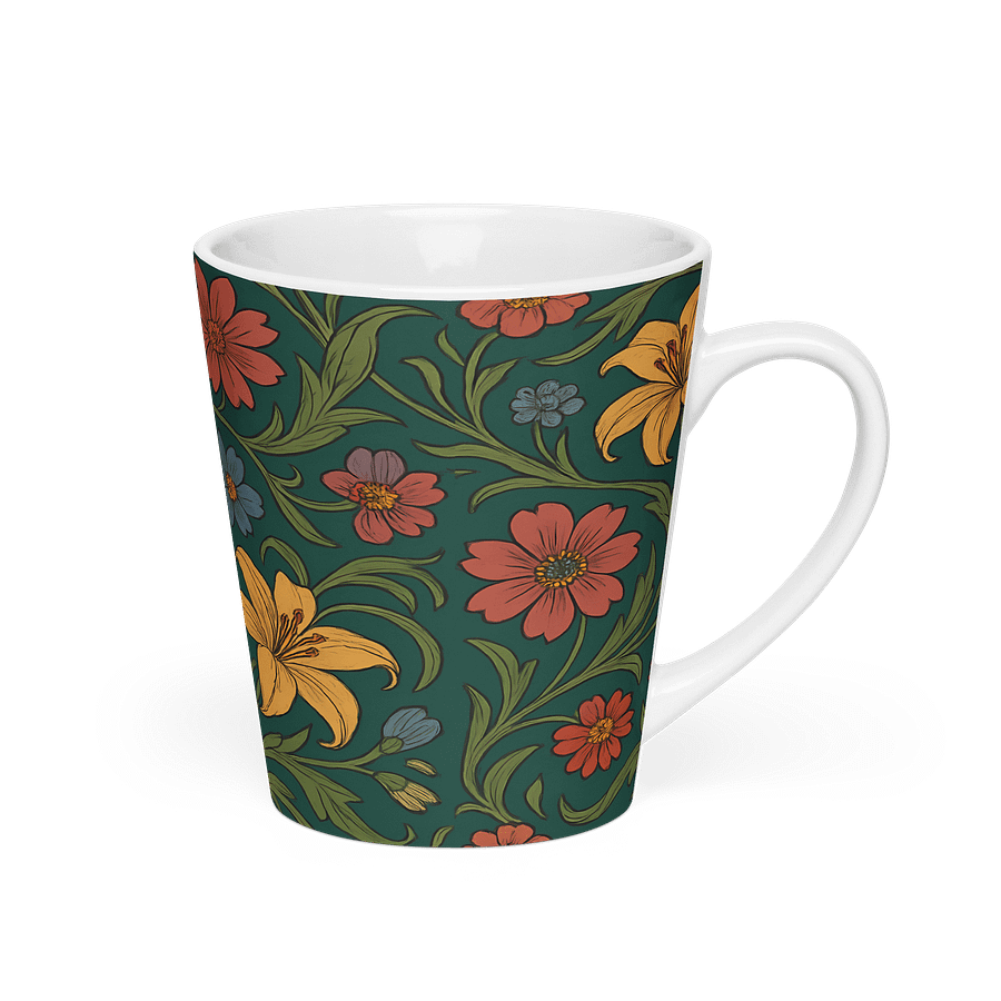 Vintage Lily and Wildflower Latte Mug – 12 oz Ceramic Coffee Cup, Dishwasher & Microwave Safe product image (2)