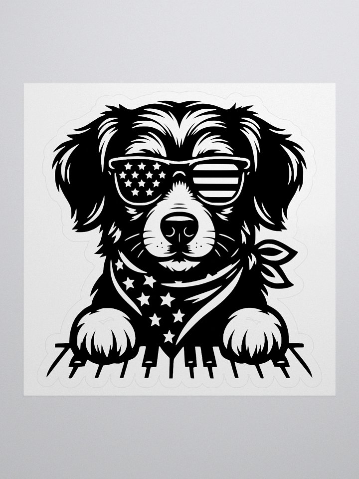Patriotic Piano Pup in Bandana | Border Collie Sticker product image (1)