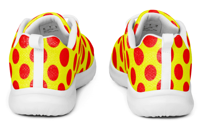 Red Polka Dots on Yellow Men's Athletic Shoes product image (3)