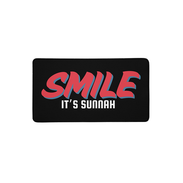 Black "Smile It's Sunnah" Desk Mat in Vivid Red product image (2)