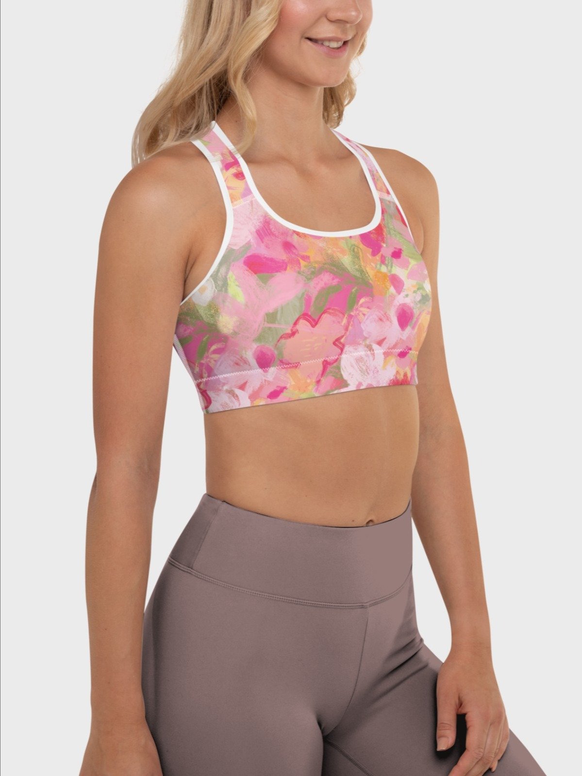 Sport Bra "Sweet Pastel Florals of Spring" Printed product image (4)