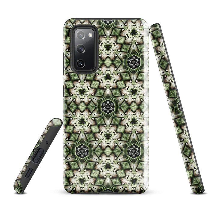 Tough Phone Case for Samsung® - Green and Beige Hex Geometric Pattern product image (1)