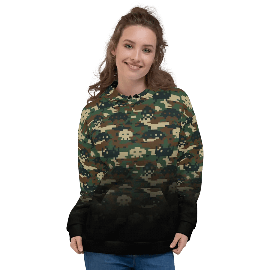 Space Invaders Camo Unisex Hoodie (Poison) product image (3)
