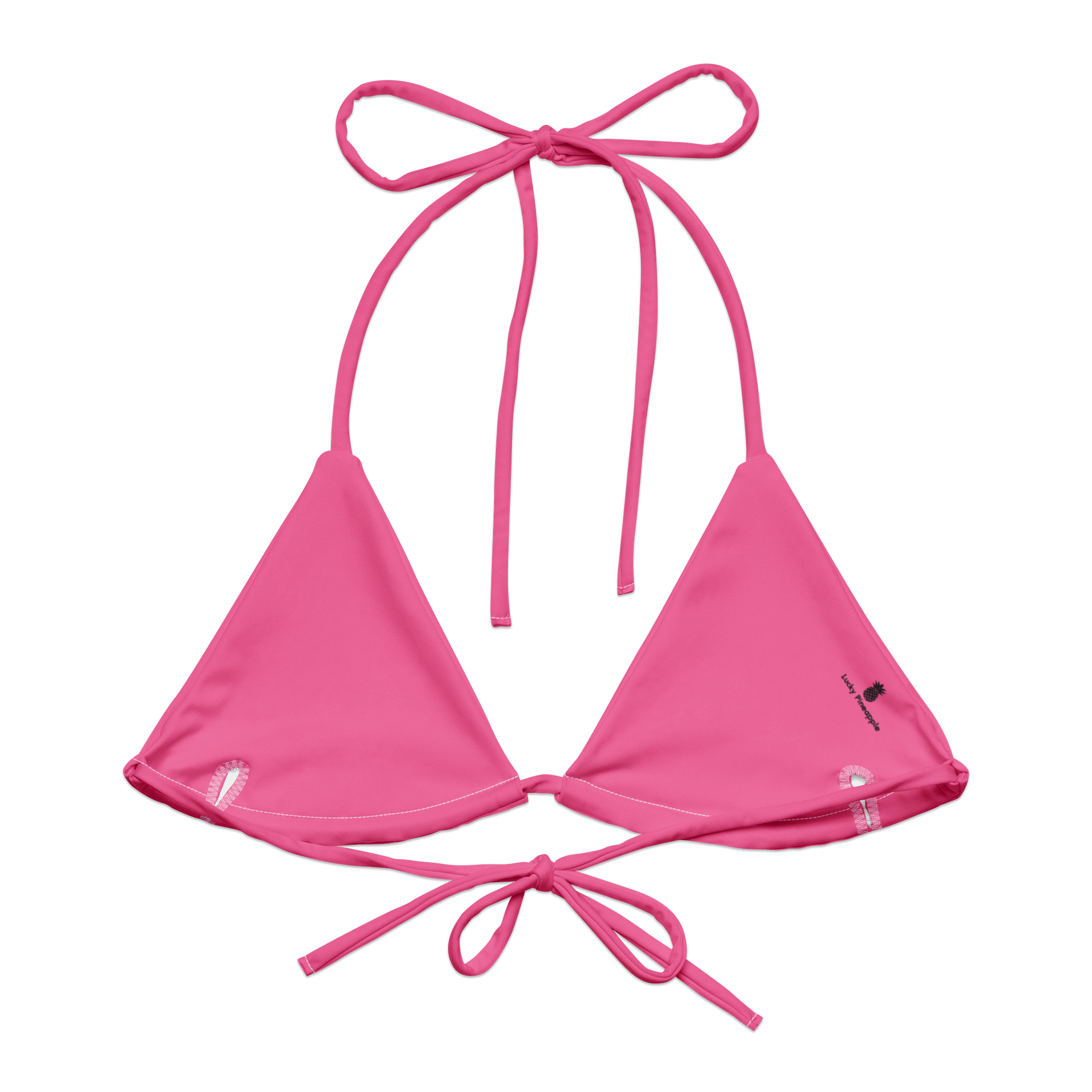 Flamingo Pink Solid Color String Bikini Top product image (2)