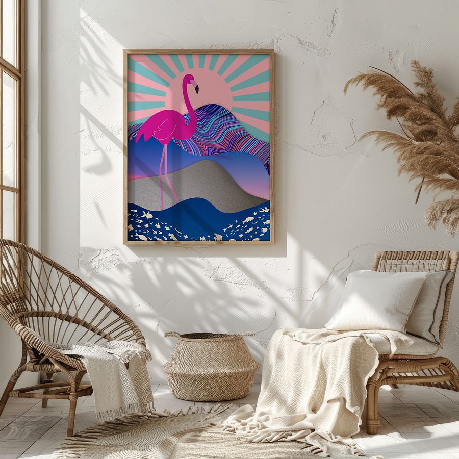Funky Flamingo Collage Art Print product image (9)