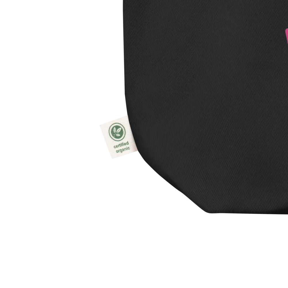 Pure pink LOVE on black organic Tote Bag product image (5)