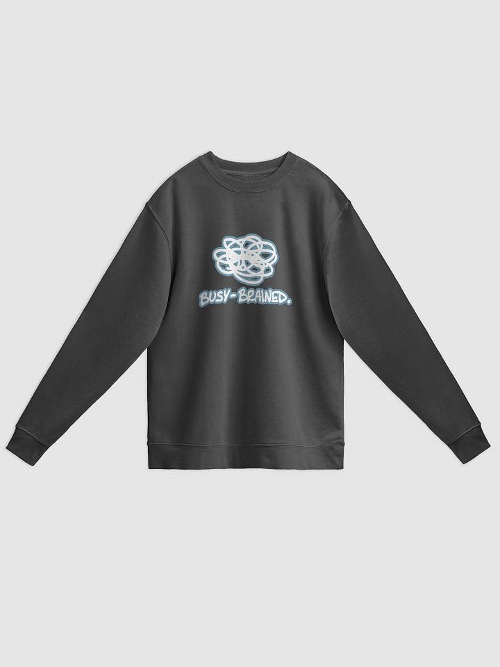 BUSY-BRAINED (lined design, #709AAF) printed pigment crewneck product image (3)