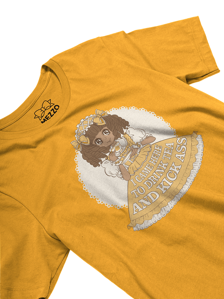 I Came Here to Drink Tea & Kick Ass (Oldschool, Honey) cotton t-shirt product image (2)