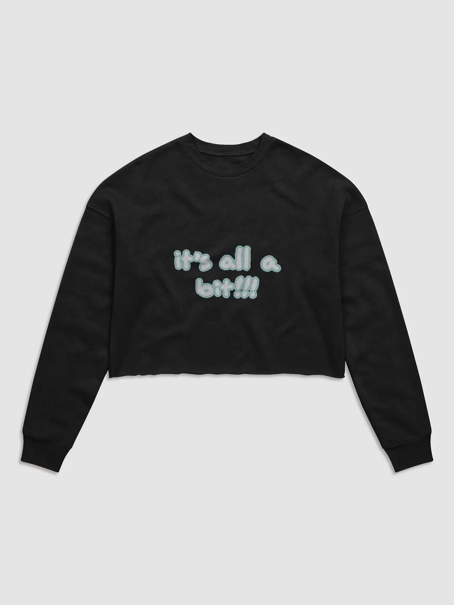 “It’s all a bit!!!” (sm. lined design, #CCE1C4) Women's Fleece Crop Sweatshirt product image (2)