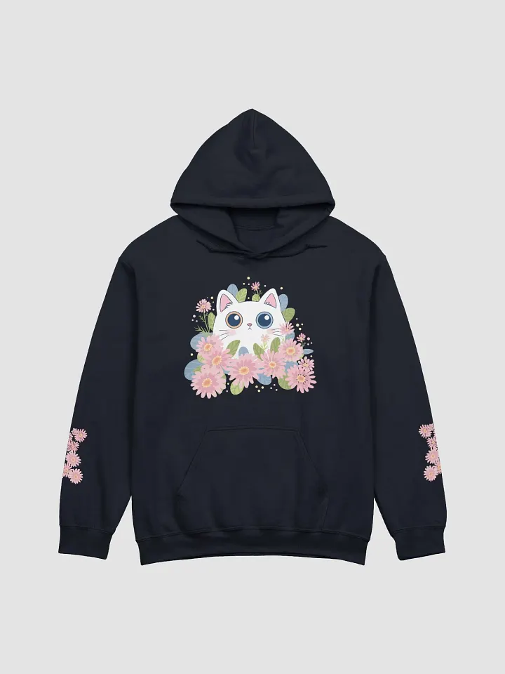White Cat and Pink Flowers Hoodie product image (2)