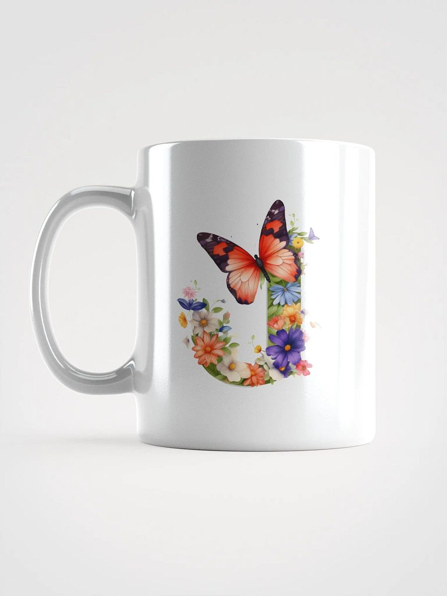 Letter J Monogram Floral Fantasy White Glossy Mug product image (16)