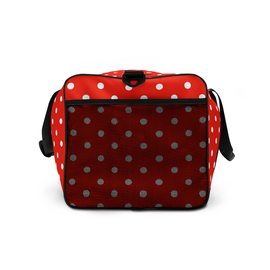White Polka Dots on Red Duffle Bag product image (8)