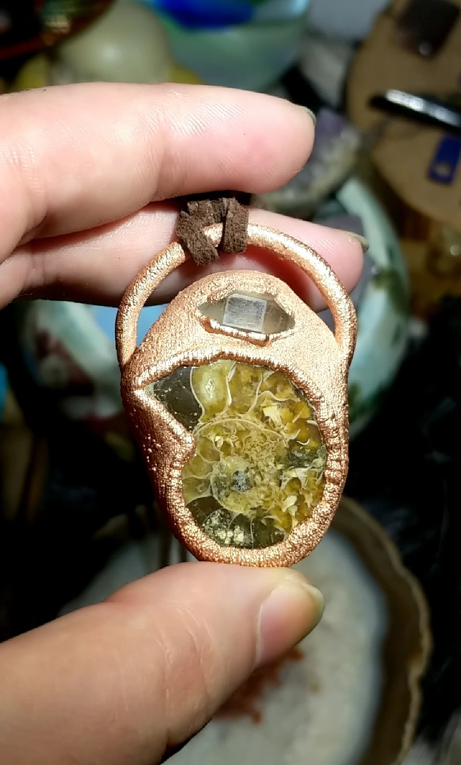 Ammonite, Herkimer Diamond & Sunstone Amulet product image (3)