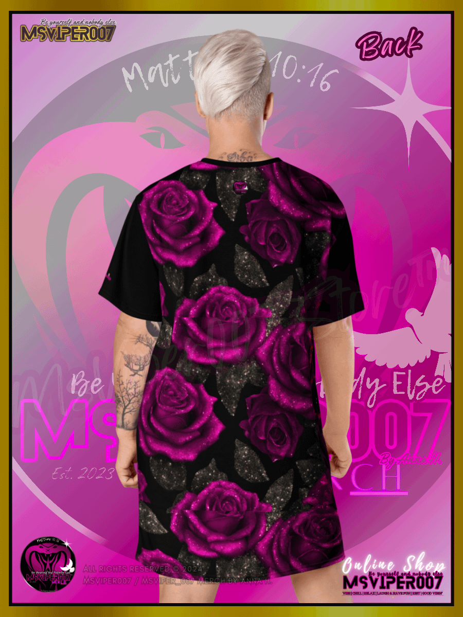 T-Shirt Dress - MsViper007's "Lady Gamers Are Awesome™ [black/velvet violet rose | V3]" T-Shirt Dress product image (8)