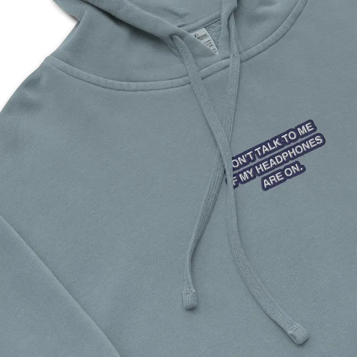 HEADPHONES ON (navy bubble design 2) embroidered pigment hoodie product image (1)
