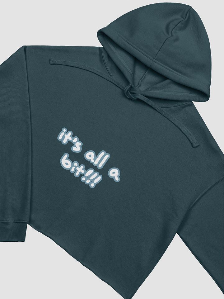 “It’s all a bit!!!” (lined design, #709AAF) fleece cropped hoodie product image (1)