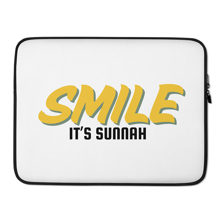 White "Smile It's Sunnah" Laptop Sleeve in Golden Yellow product image (2)