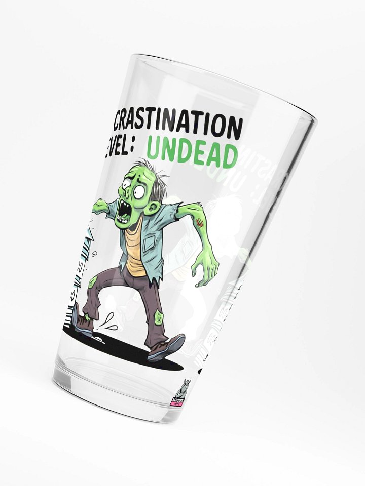 "Procrastination Level: Undead" Halloween - Zombie Pint Glass – Funny To-Do List Graphic Pint Glass for Chronic Procrastinators product image (2)