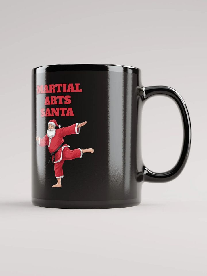 Martial Arts Santa - Funny Christmas Black Mug product image (2)