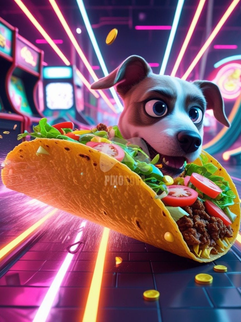 Pixel Party Parade – Track 6: Turbo Slide Tacos (Dog Mascot Edition) | 1120x1120 px | 4 Variations | PNG + PDF product image (2)