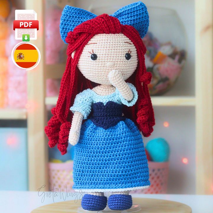 🌊Patrón de Amigurumi de Ariel – Versión Humana con Vestido Rosa (Descarga Digital) product image (1)