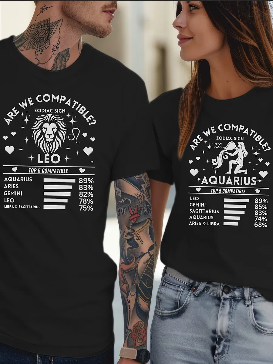 Leo Zodiac Sign Romantic Compatibility T-Shirt - Dark Comfort Colors 1717 product image (2)