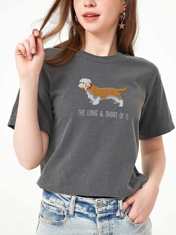 The Long and Short of It T-Shirt(Embroidered) of a Dandie Dinmont Terrier(Mustard) product image (2)