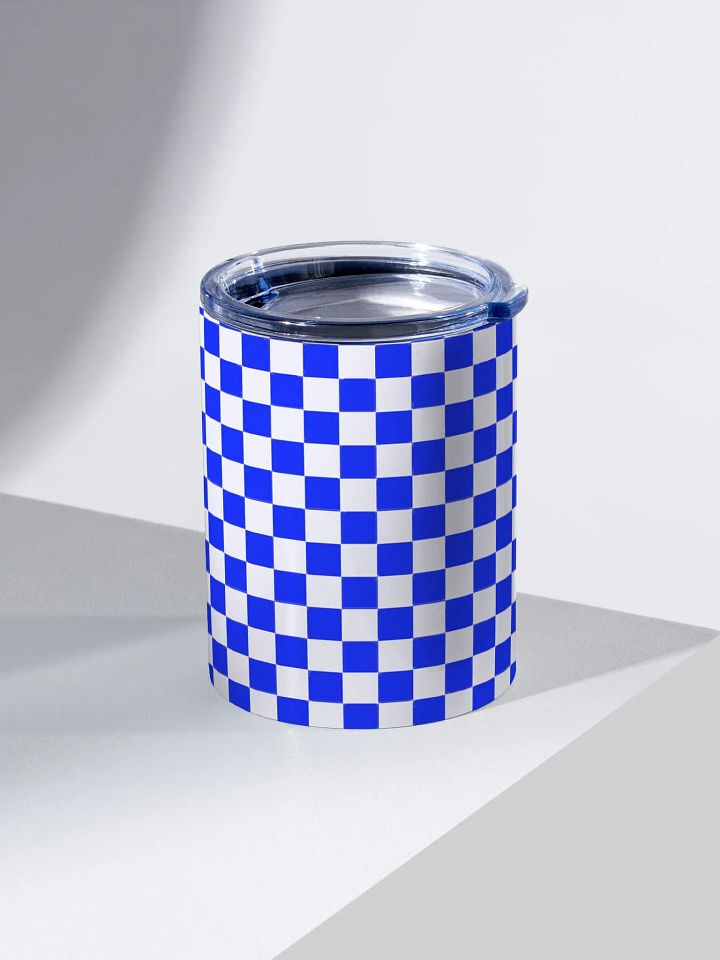 Checkered! Blue and White Checkers 10 oz Stainless Steel Tumbler product image (2)