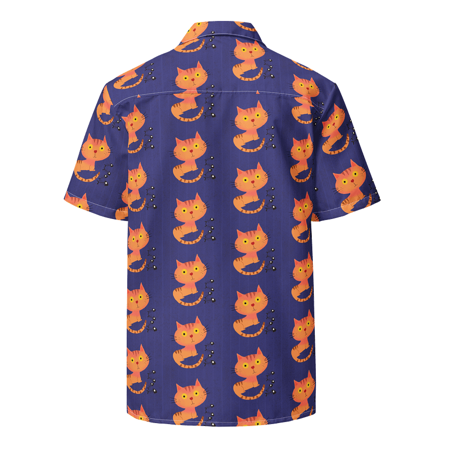 Feasting Ginger Kitty Button-Down Hawaiian Shirt - Blue product image (2)