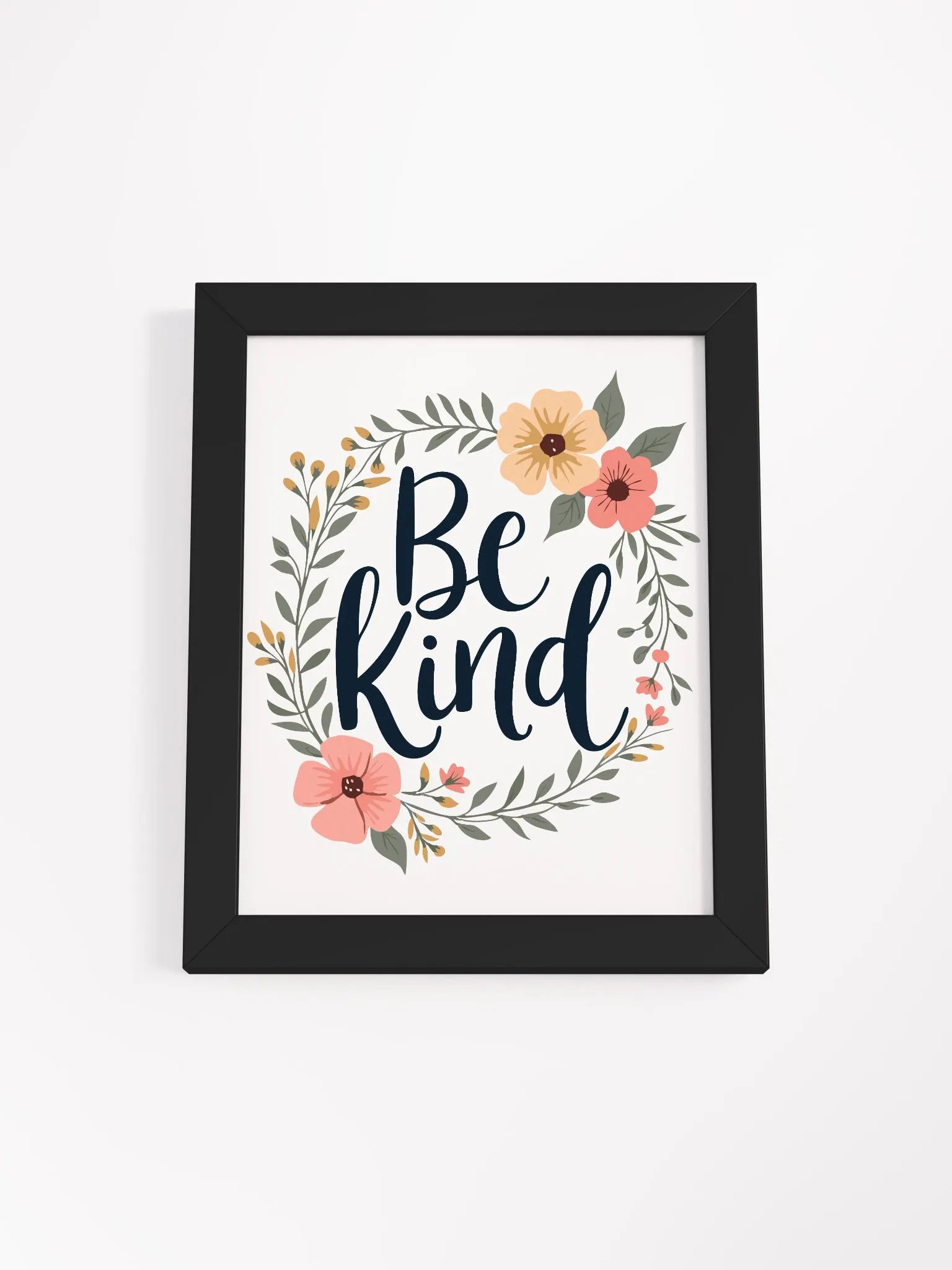 Inspirational ‘Be Kind’ Floral Wreath Framed Poster - Perfect for Home Decor product image (14)