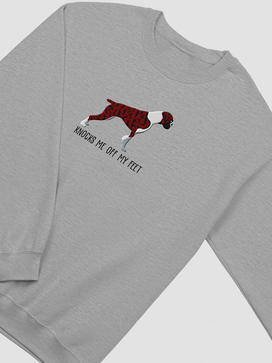 Knocks Me Off My Feet Sweatshirt (Embroidered) of a Boxer(Brindle) product image (12)