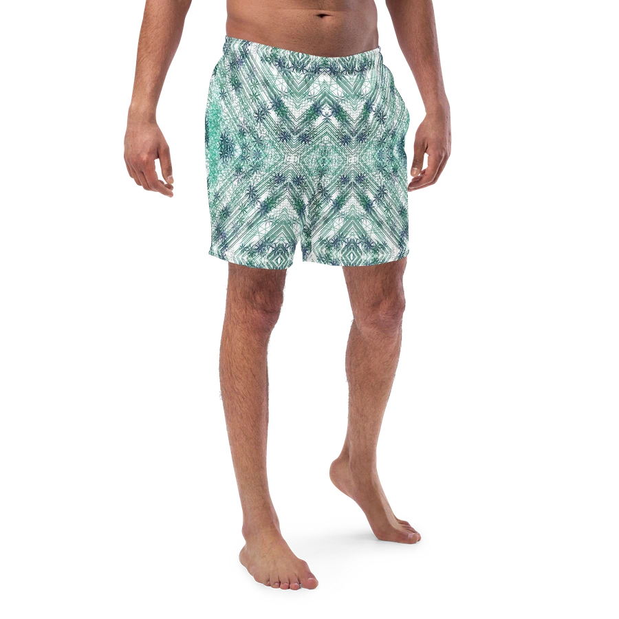 Shades Of Green Geometric Pattern Mens Swim Shorts product image (5)