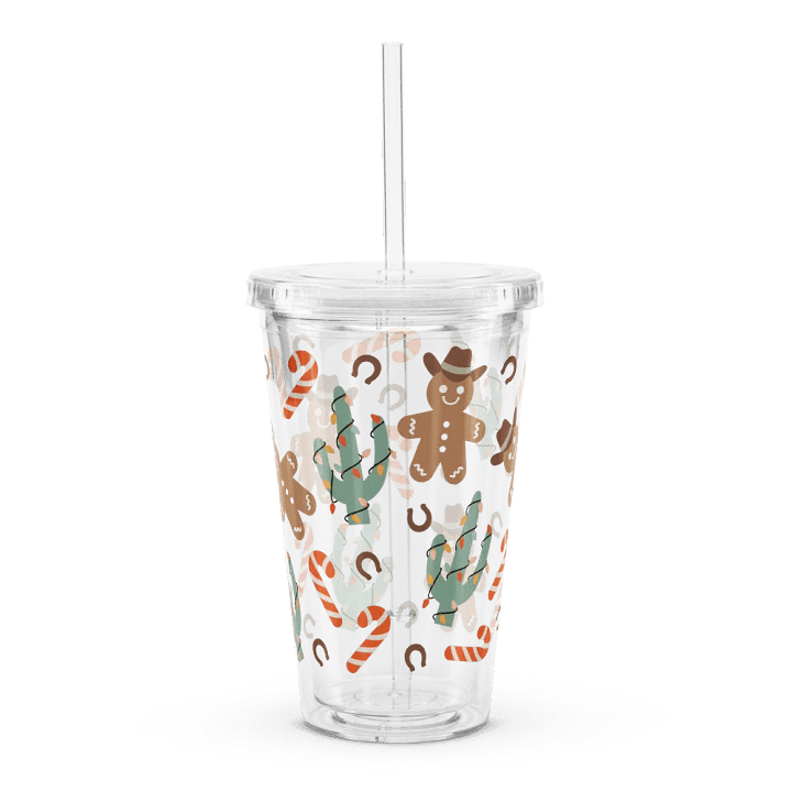 Gingerbread Man Howdy Double Wall Clear Plastic Tumbler (16 oz) product image (2)