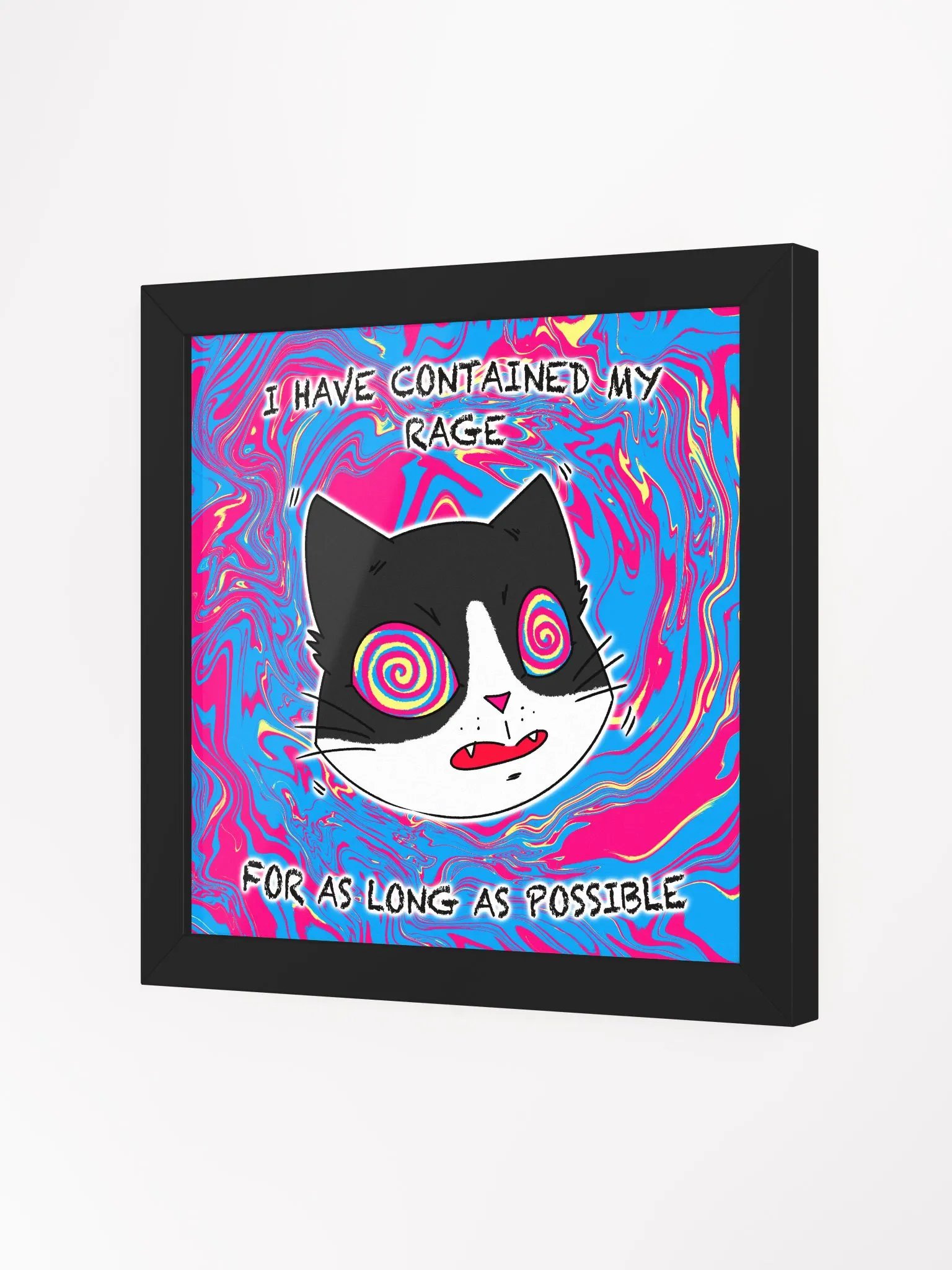 Rage Cat Poster with Frame - Black/White product image (2)