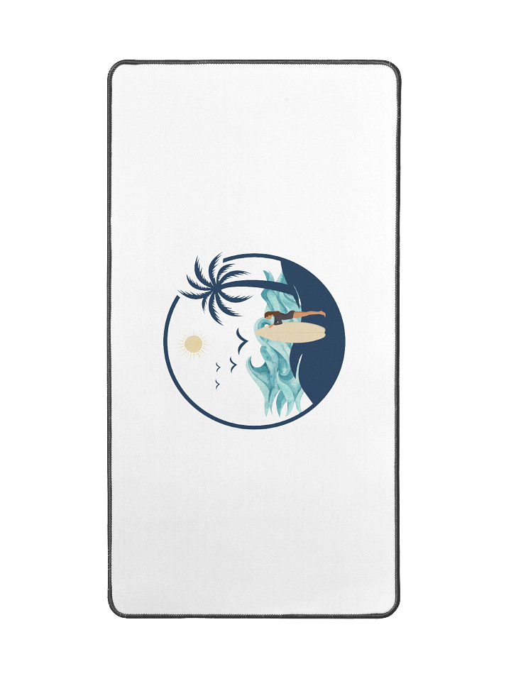 Vintage Surfer Girl Circle – Retro Palm Tree, Sun & Ocean Waves Design Desk Mat product image (2)