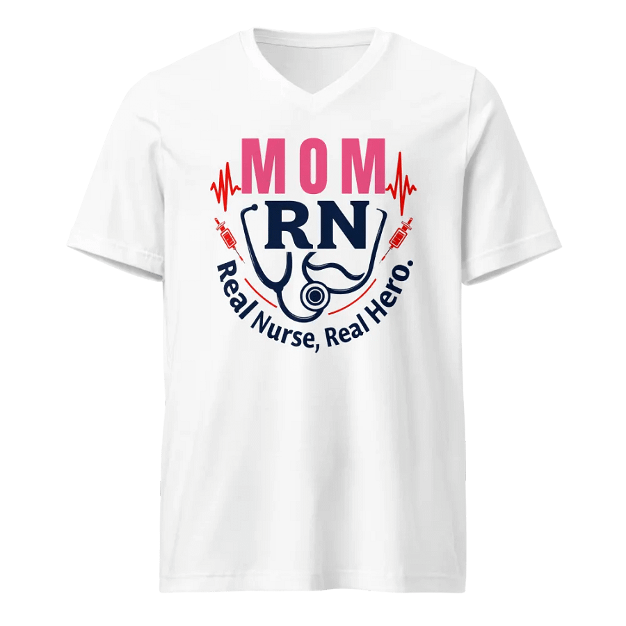 Mom RN, Real Nurse, Real Hero V-Neck Tee product image (1)