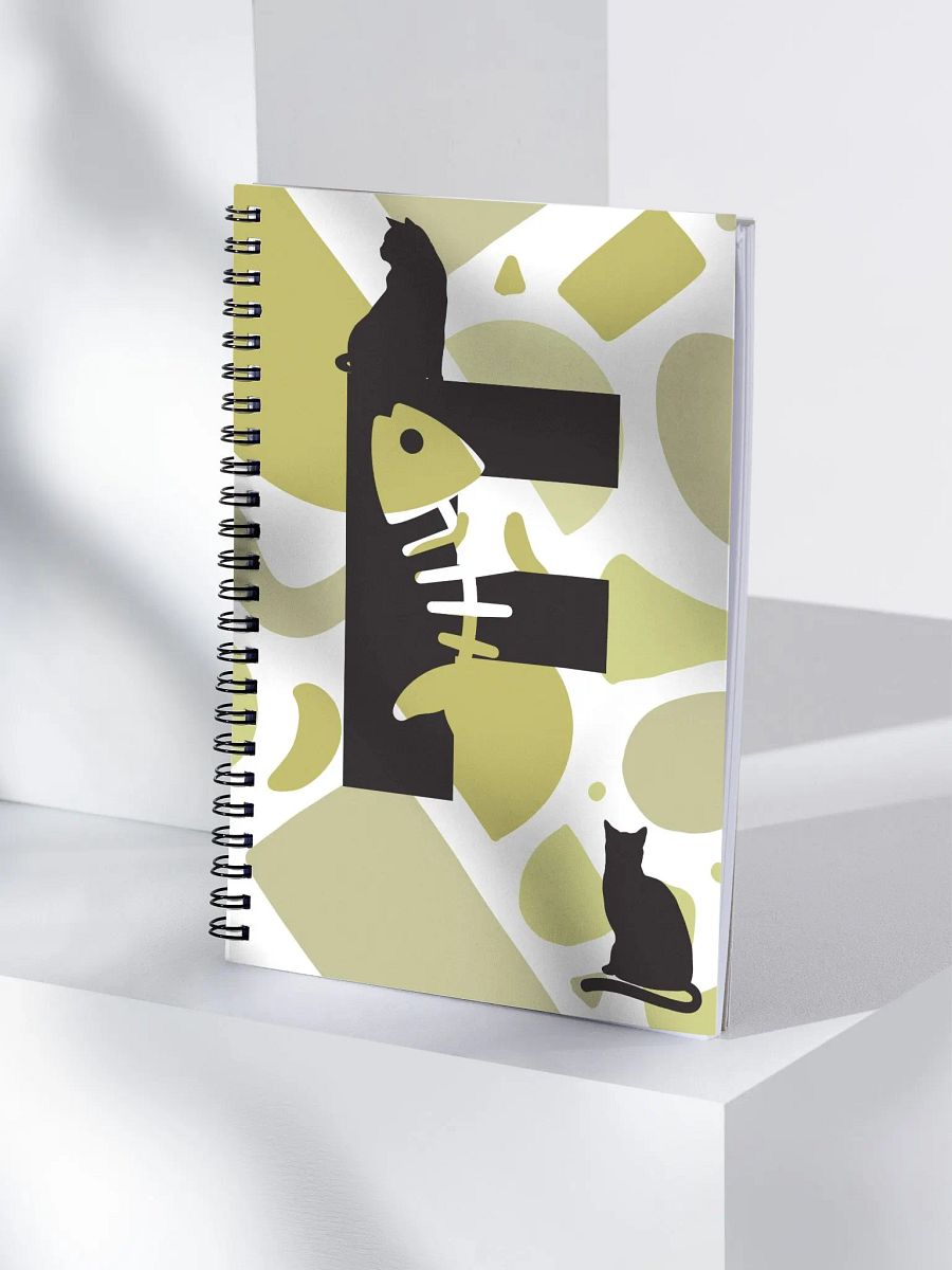 Monogram Letter F Cat Lover Geometric Greens Notebook product image (4)
