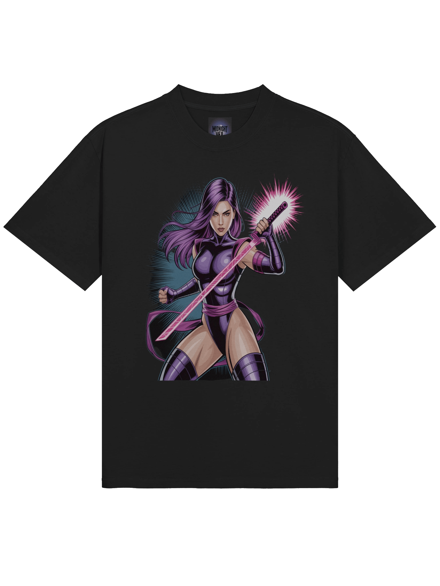Psylocke Eclipse Surge Oversized Faded T-Shirt - Exclusive Midnight Veil Designs Unisex Tee product image (1)