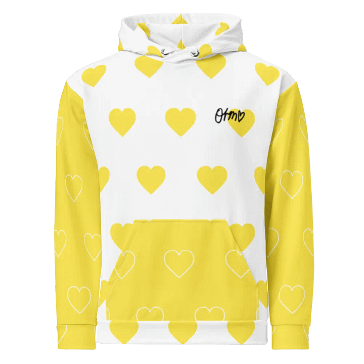 Orm Kornnaphat Heart Design Unisex Hoodie (White & Yellow) product image (1)