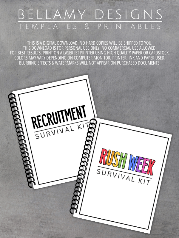 Sorority Rush Week Survival Kit, Sorority Recruitment Planner product image (10)